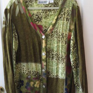 Green floral patchwork Shirt Jacket by Mirror Image XL